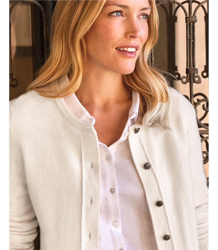 Cardigan à col rond - Femme - Laine d'agneau