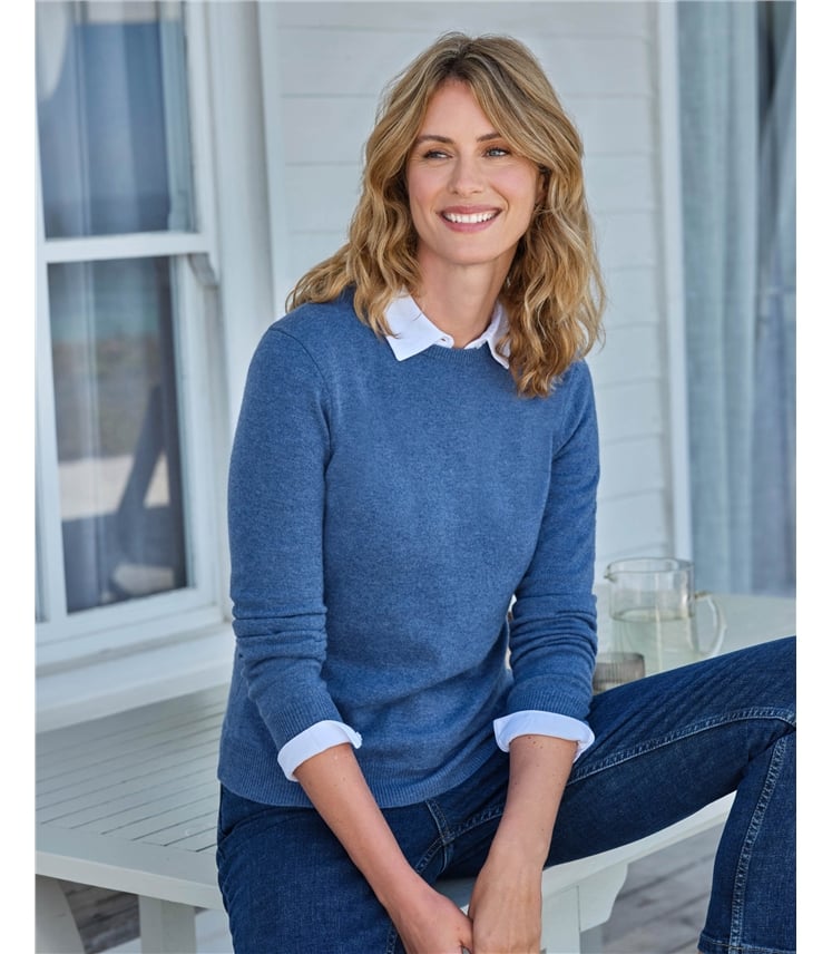 Pull à col rond - Femme - Cachemire & Mérinos