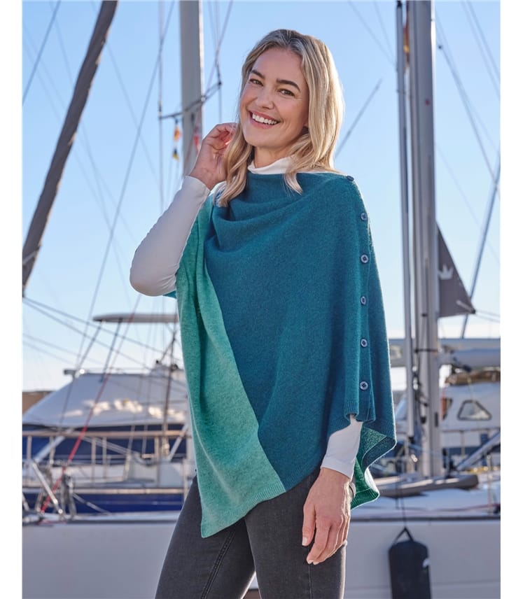 Cashmere Merino Blend Button Poncho