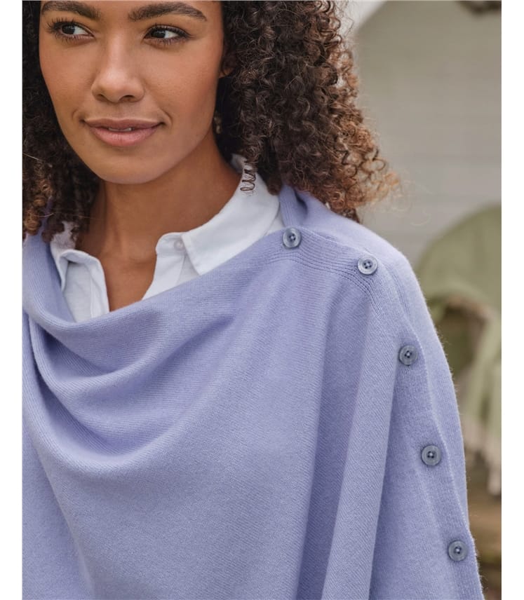 Cashmere Merino Blend Button Poncho