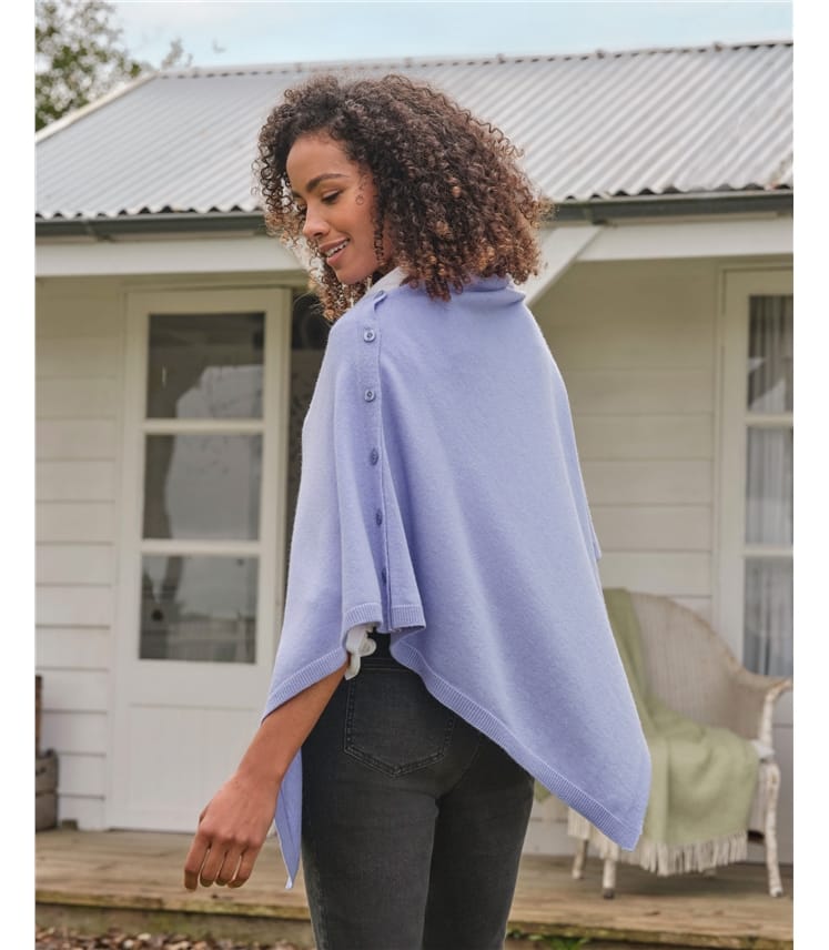 Cashmere Merino Blend Button Poncho