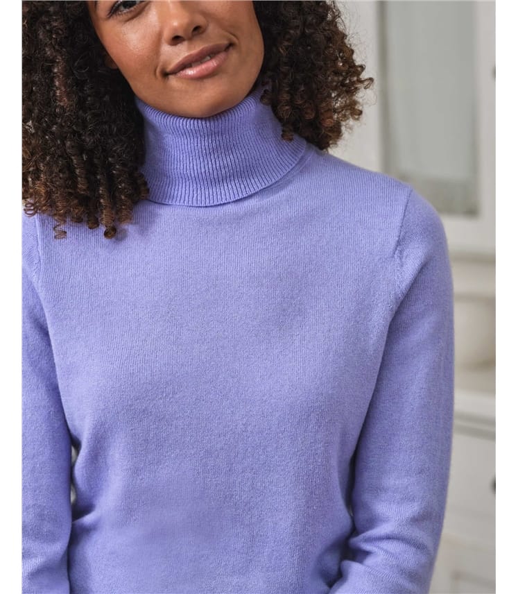 Cashmere and Merino Fitted Polo Neck Knitted Jumper