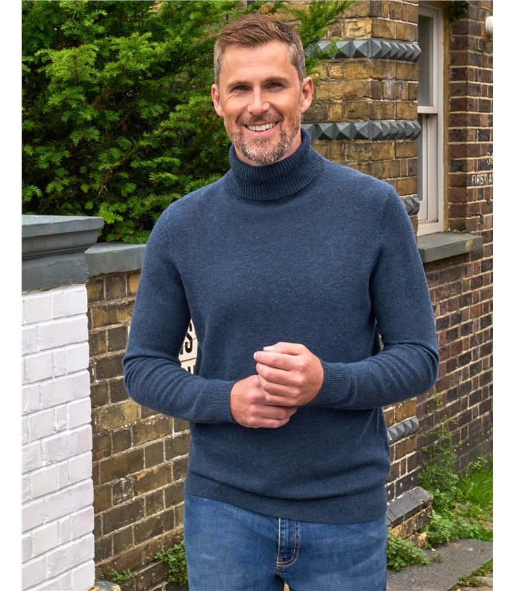 Cashmere and Merino Polo Neck Jumper