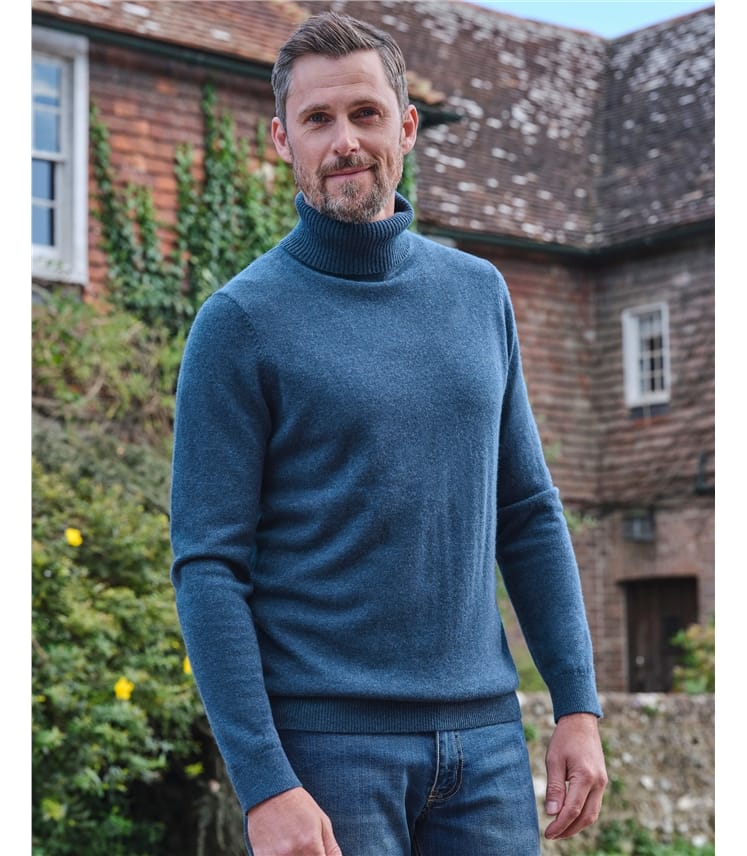 Cashmere and Merino Polo Neck Jumper