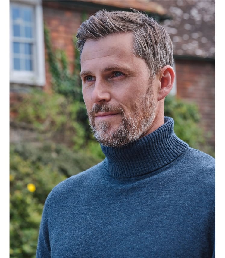 Cashmere and Merino Polo Neck Jumper