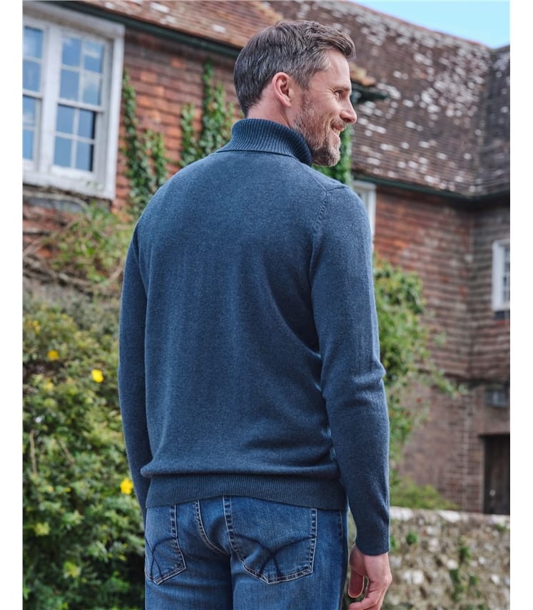 Cashmere and Merino Polo Neck Jumper