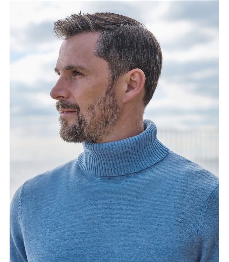 Cashmere and Merino Polo Neck Jumper