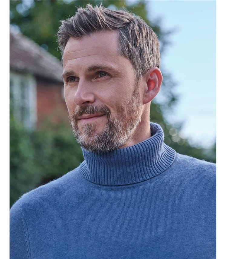 Cashmere and Merino Polo Neck Jumper