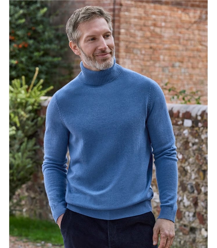 Cashmere and Merino Polo Neck Jumper