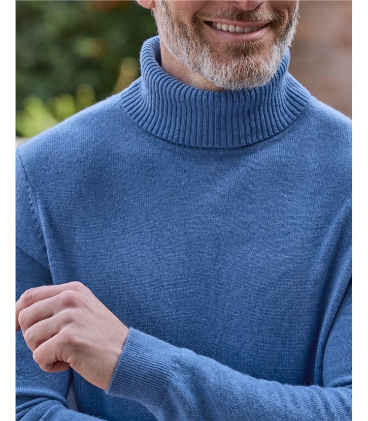 Cashmere and Merino Polo Neck Jumper