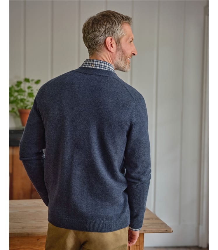 Strickjacke mit V-Ausschnitt aus Merinowolle und Kaschmir für Herren