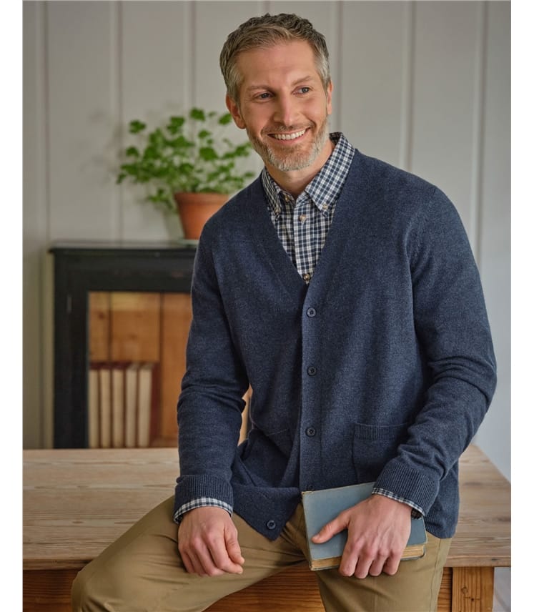 Strickjacke mit V-Ausschnitt aus Merinowolle und Kaschmir für Herren