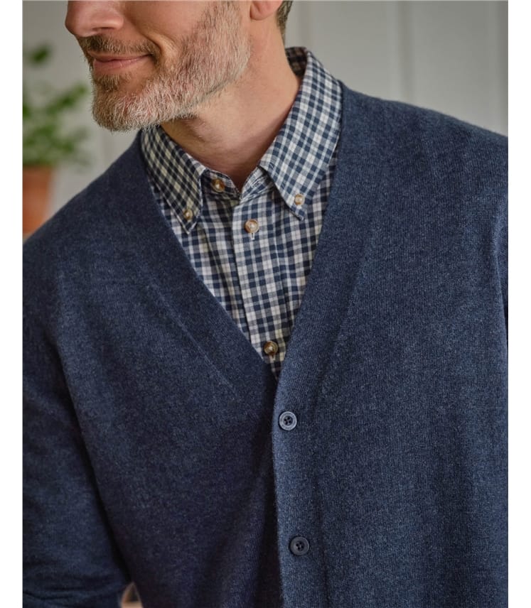 Strickjacke mit V-Ausschnitt aus Merinowolle und Kaschmir für Herren