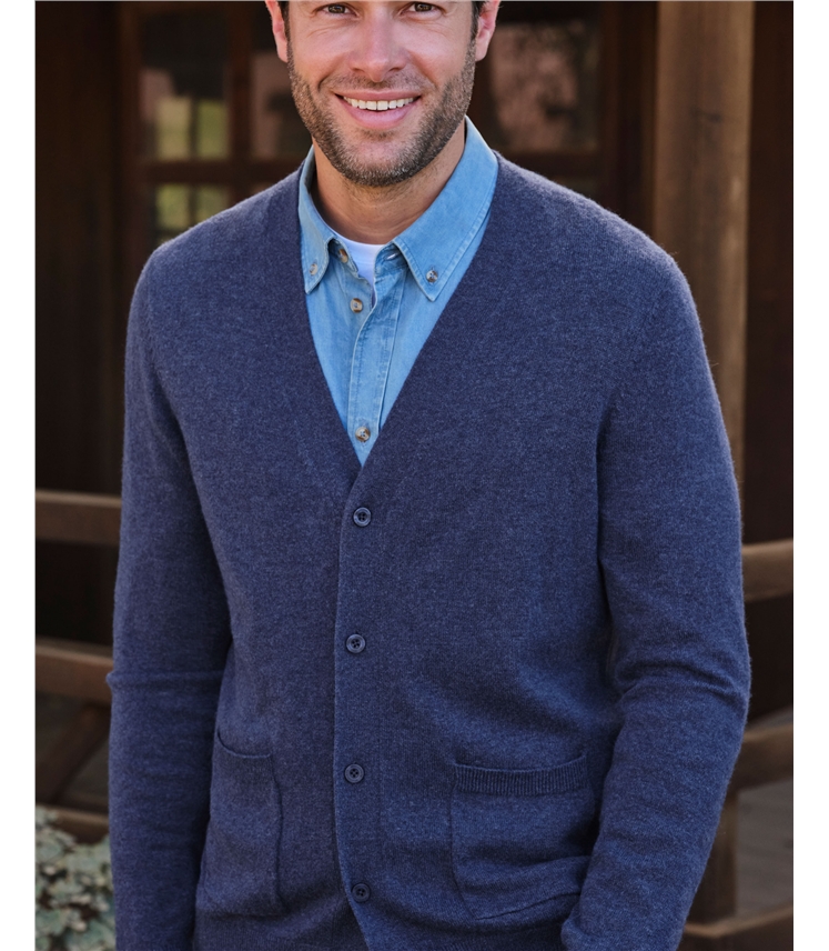 Strickjacke mit V-Ausschnitt aus Merinowolle und Kaschmir für Herren