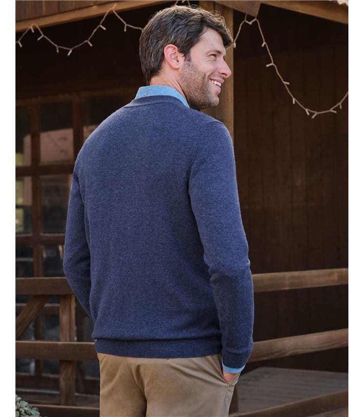 Strickjacke mit V-Ausschnitt aus Merinowolle und Kaschmir für Herren