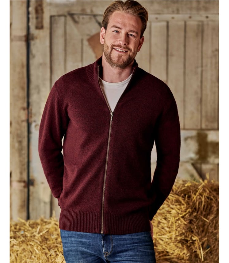 Mens Lambswool Lincoln Zipper Cardigan