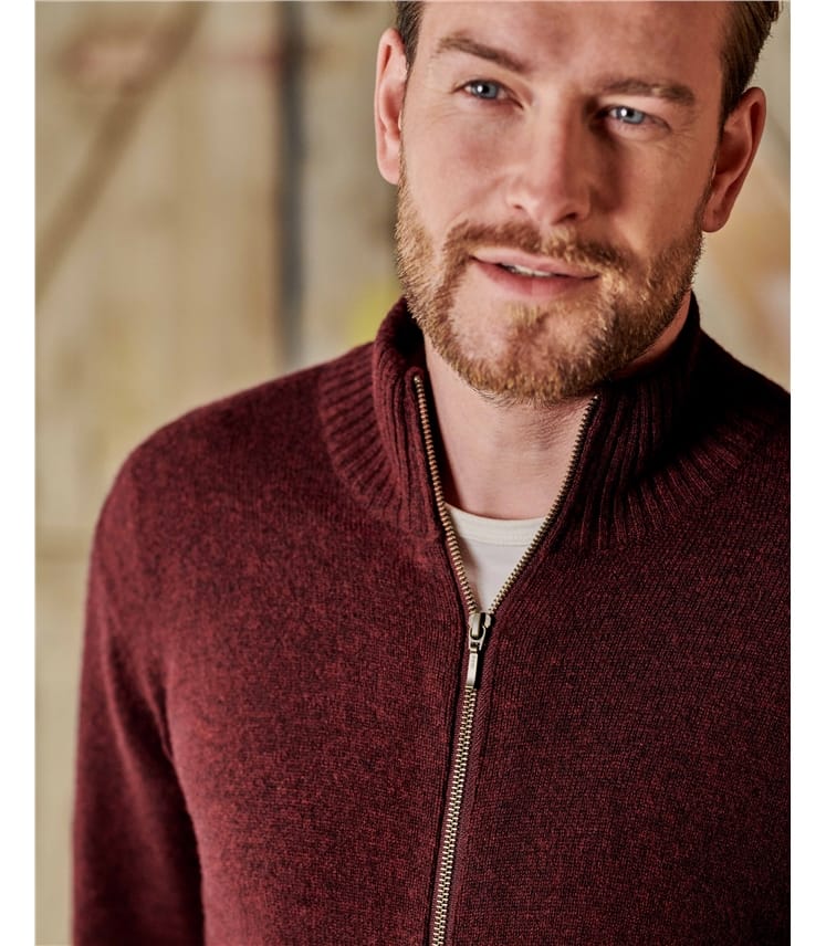 Mens Lambswool Lincoln Zipper Cardigan