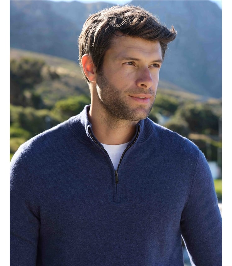 Cashmere and Merino Zip Neck Jumper