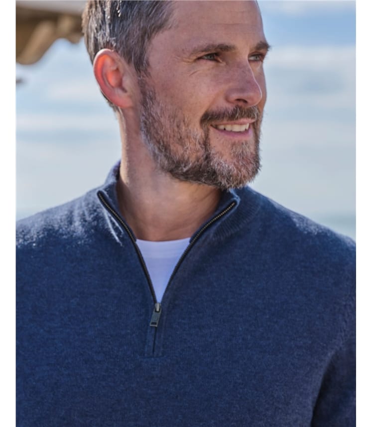 Cashmere and Merino Zip Neck Jumper