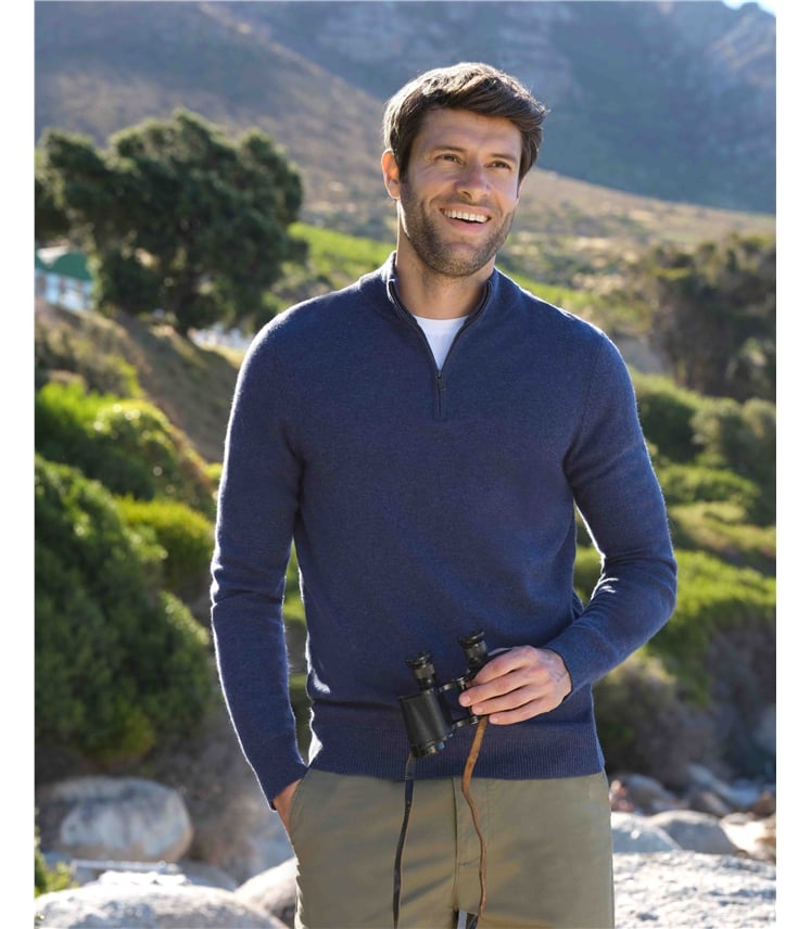 Cashmere and Merino Zip Neck Jumper