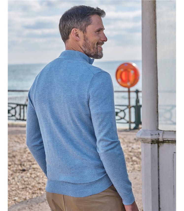 Cashmere and Merino Zip Neck Jumper