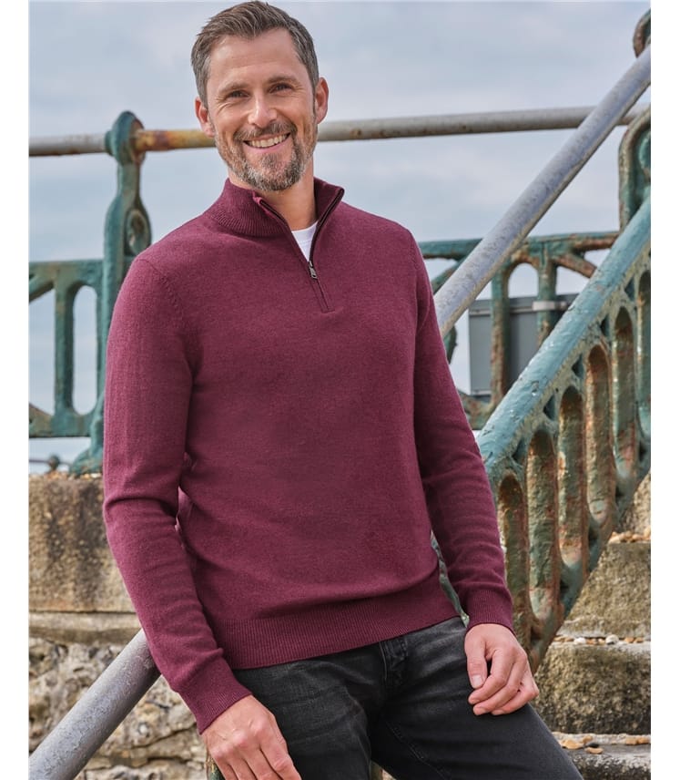 Cashmere and Merino Zip Neck Jumper