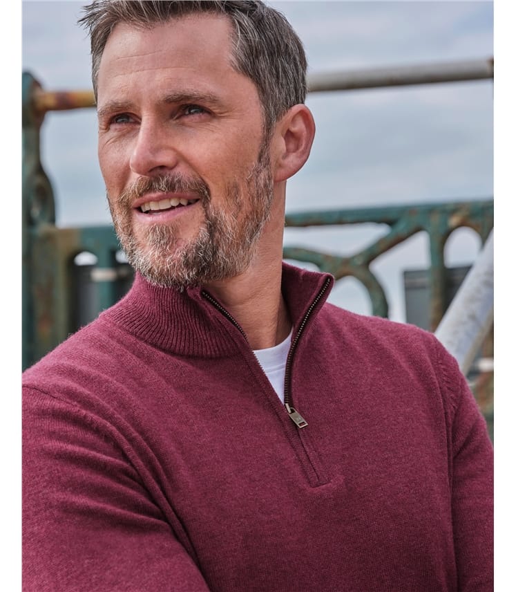 Cashmere and Merino Zip Neck Jumper