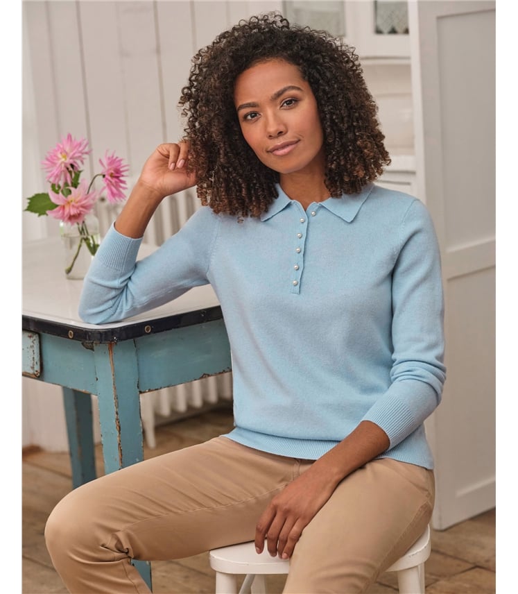 Cashmere and Merino Knitted Polo Shirt