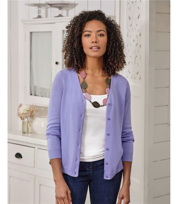 Cashmere Merino Classic V Neck Cardigan