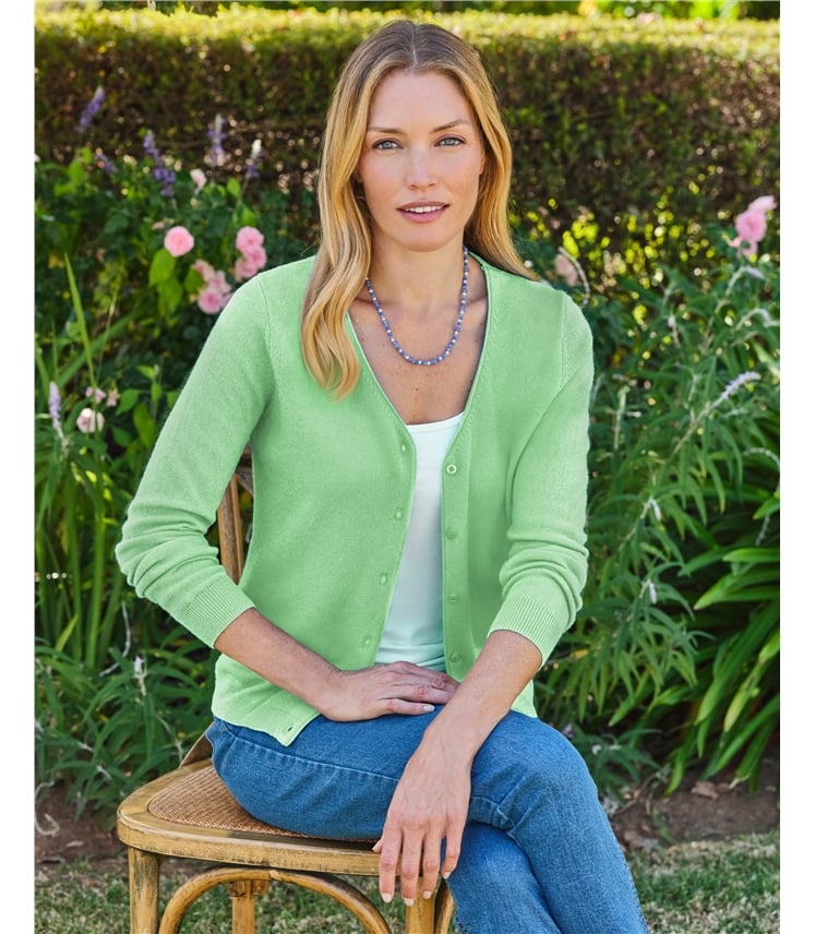Cashmere Merino Classic V Neck Cardigan