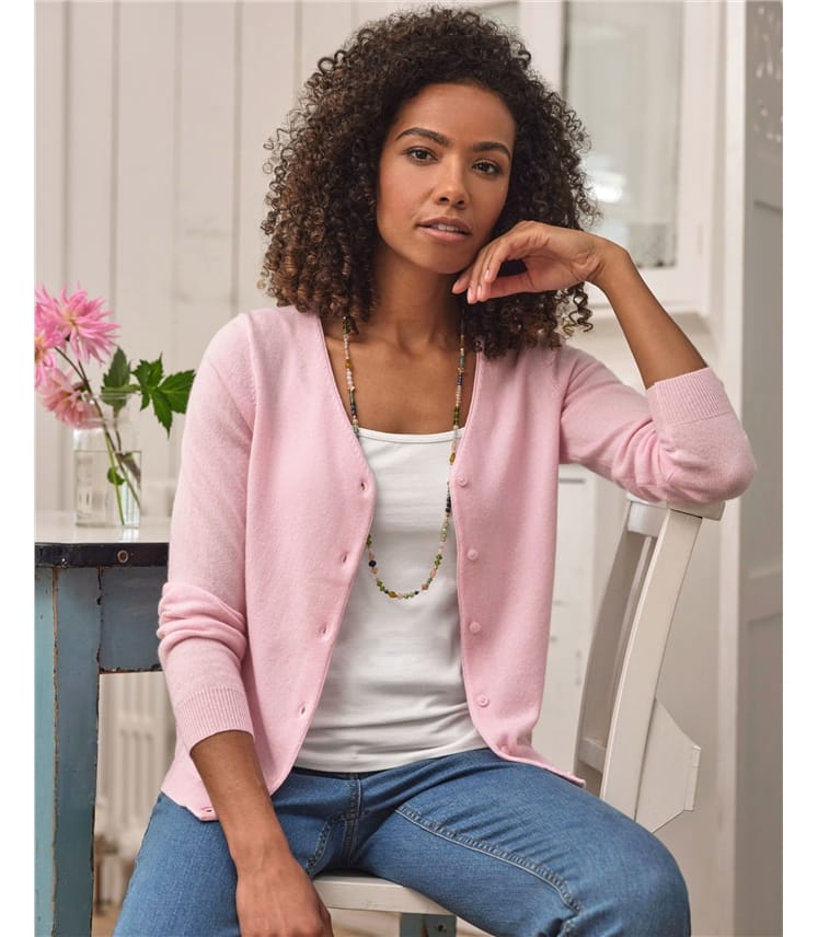 Cashmere Merino Classic V Neck Cardigan