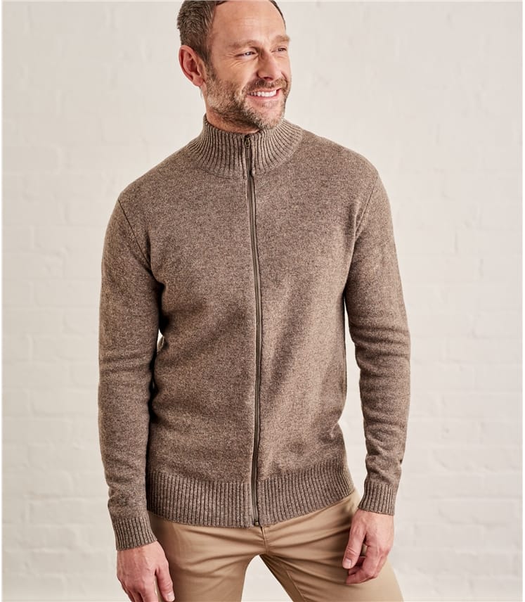 Vole Marl | Mens Lambswool Lincoln Zipper Cardigan | WoolOvers UK