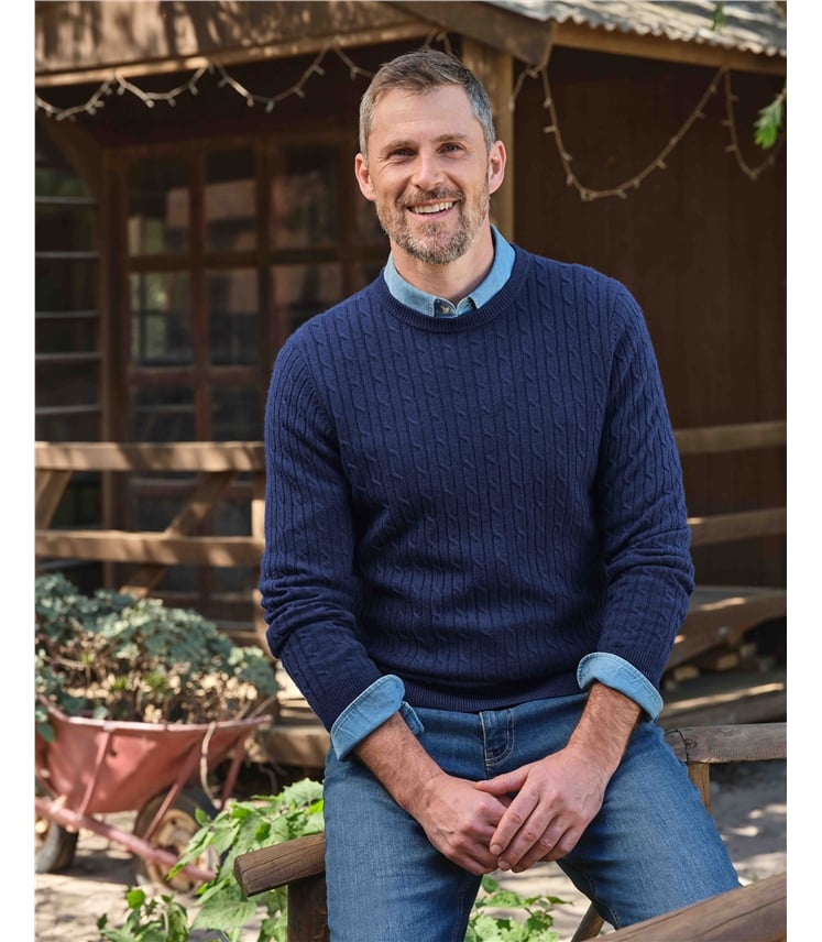 Cashmere and Merino Cable Jumper