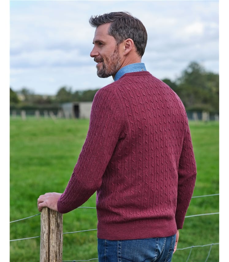 Pull torsadé à col rond - Homme - Cachemire & Mérinos