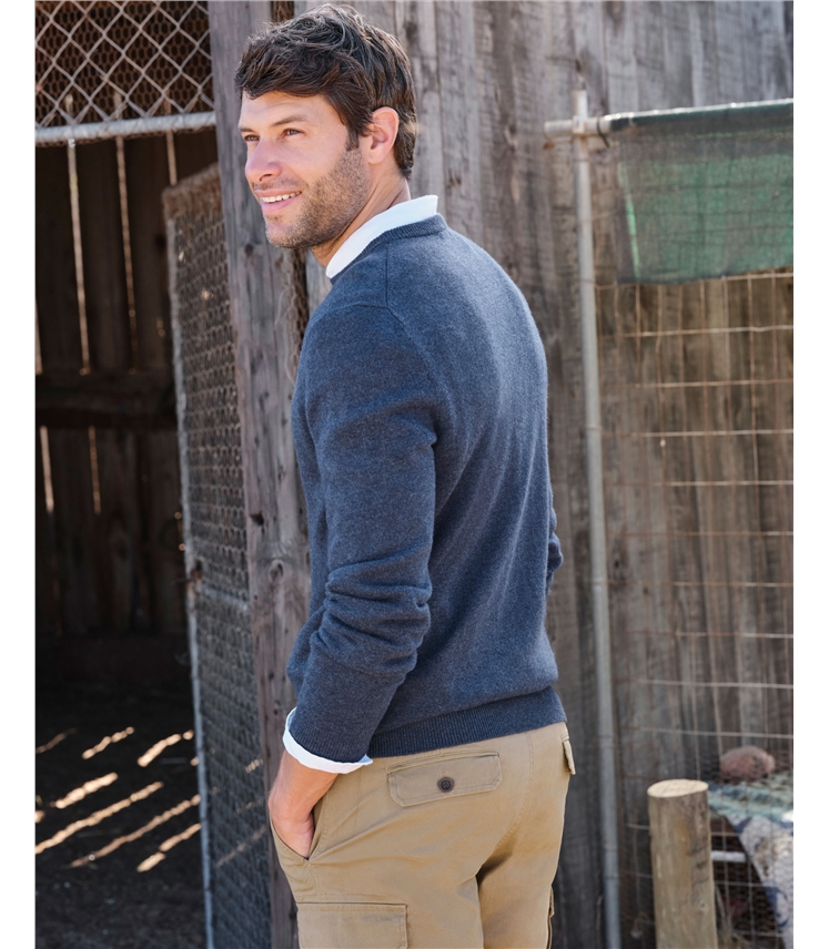 Pull à col rond - Homme - Cachemire & Mérinos