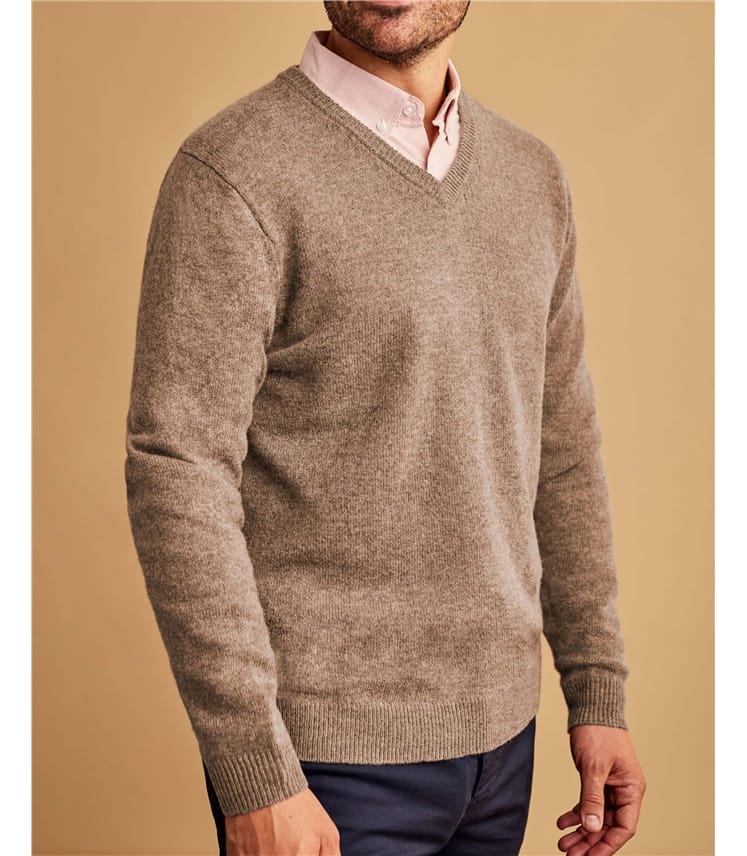 Mens Lambswool V Neck Jumper