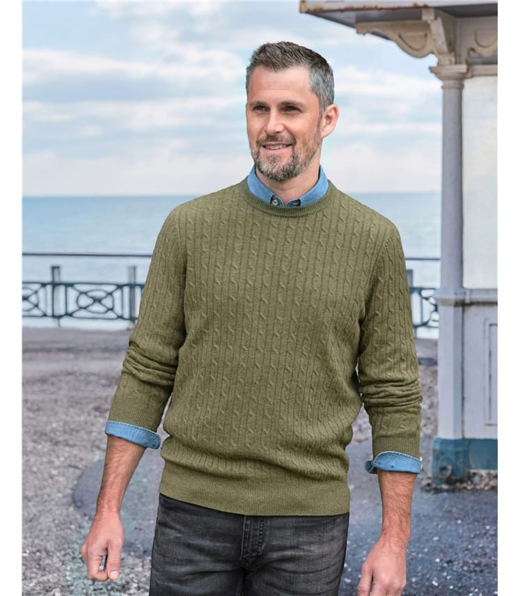 Cashmere and Merino Cable Jumper