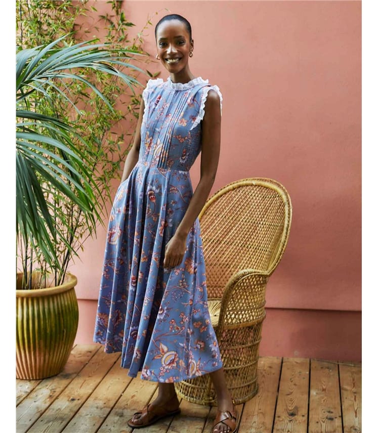 Denim Blue Meadow Tencel Dress WoolOvers UK