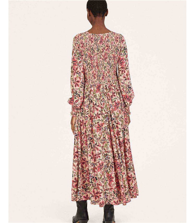 Faye Lenzing Ecovero Dobby Shirred Midi Dress