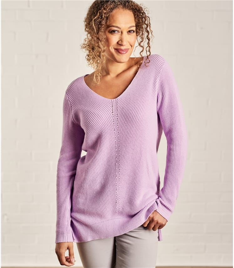 Wisteria | Womens Cotton Pointelle Detail Jumper | WoolOvers AU