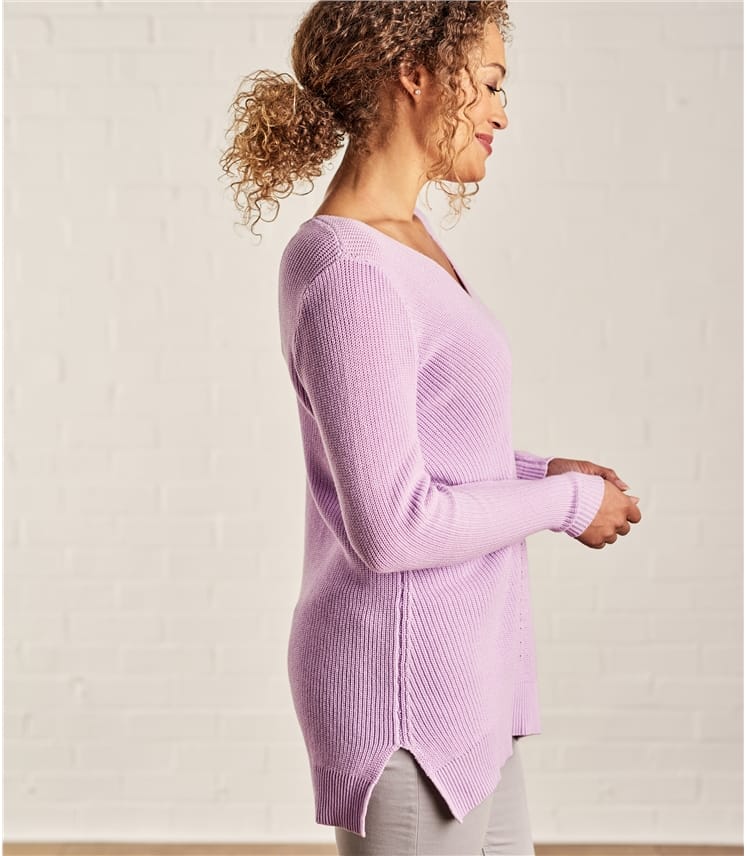 Wisteria Womens Cotton Pointelle Detail Jumper WoolOvers UK