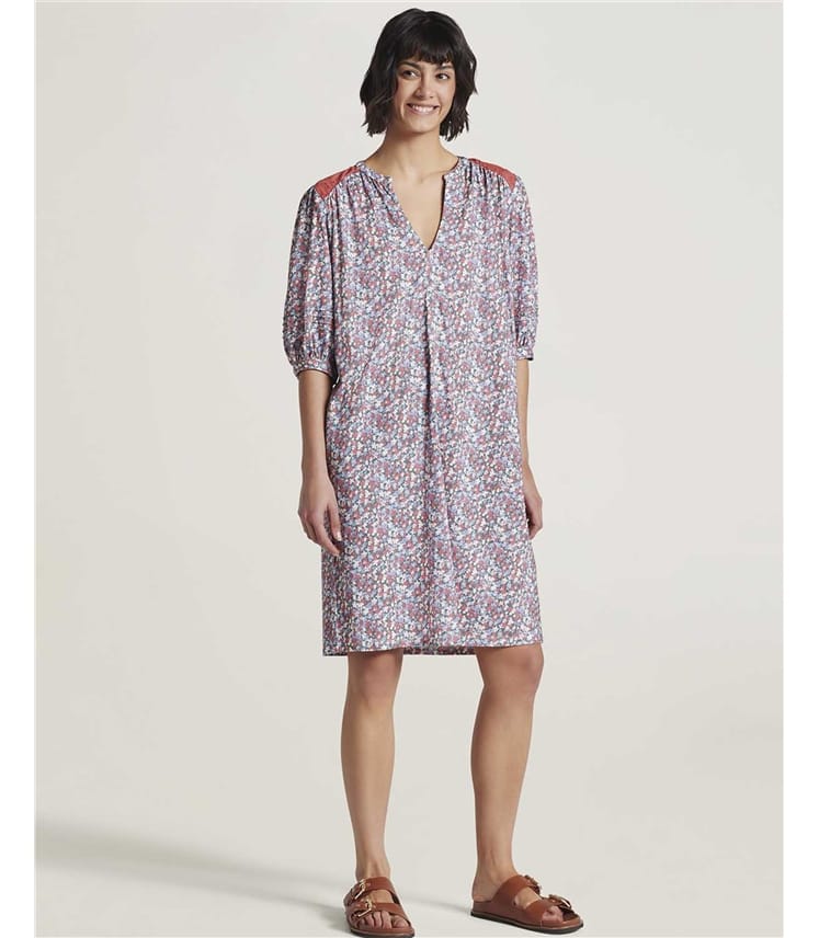 Alyvia Organic Cotton Floral Shift Dress