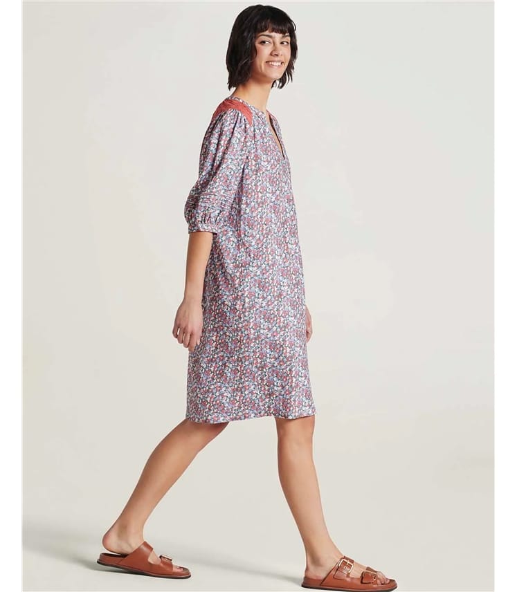 Alyvia Organic Cotton Floral Shift Dress