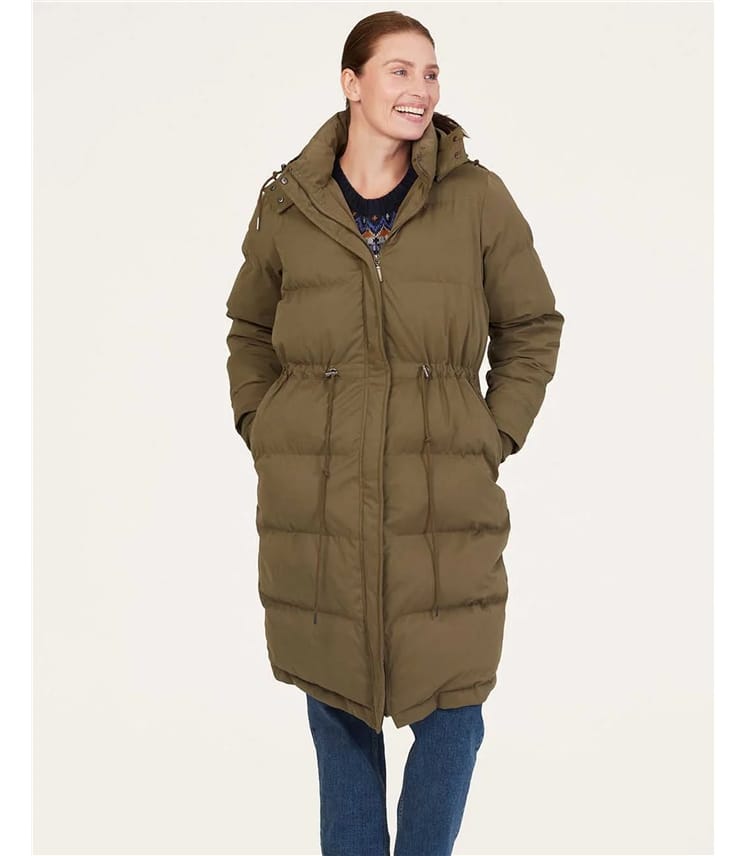 Khaki Green | Elaina Recycled Polyester Cold Weather Coat | WoolOvers UK