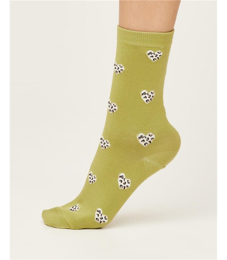 Socken mit Bambusviskose, Leoparden Herzen