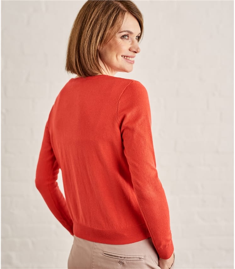 Womens Silk Cotton Frill Placket Cardigan