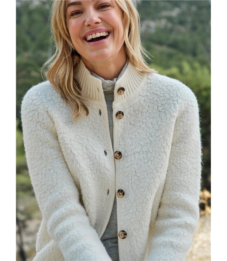 Veste à col cheminée en laine bouclée