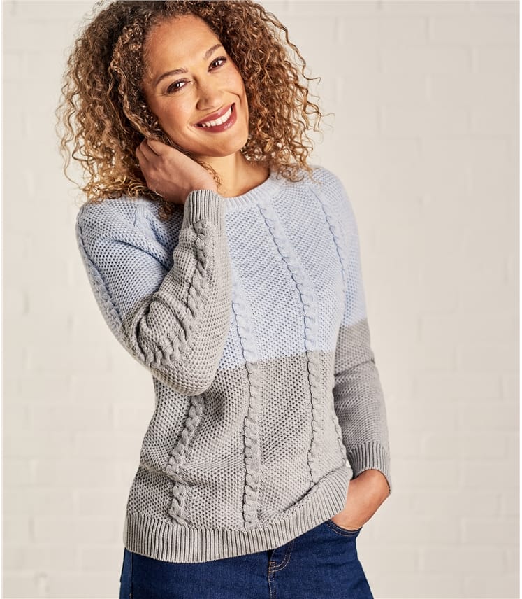 pullover mit zopfmuster damen baumwolle