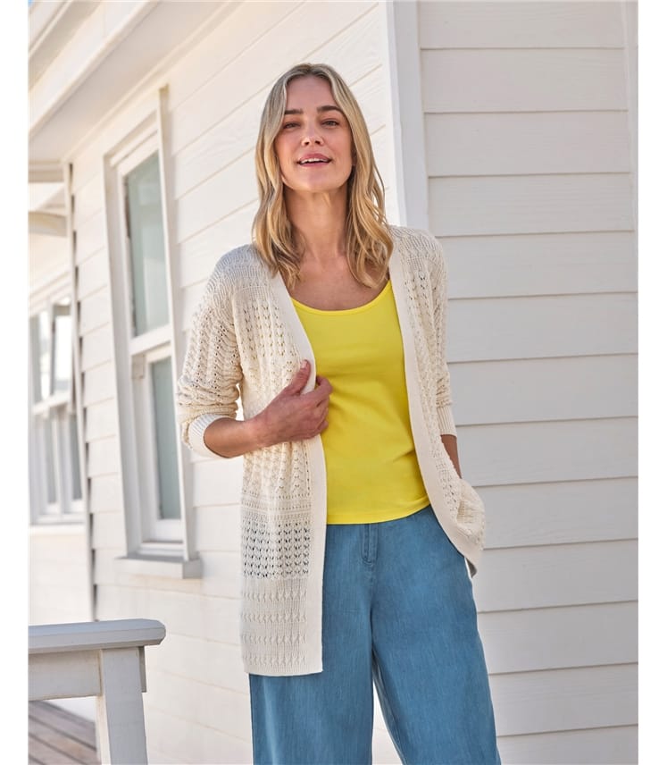 Pointelle Edge To Edge Cardigan