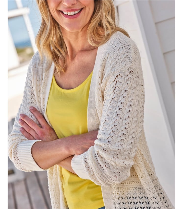 Pointelle Edge To Edge Cardigan